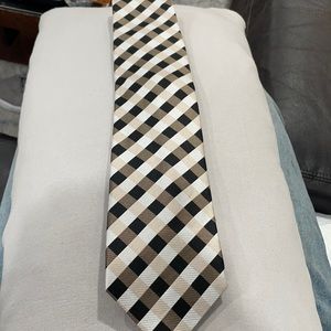 Brown black and white tie